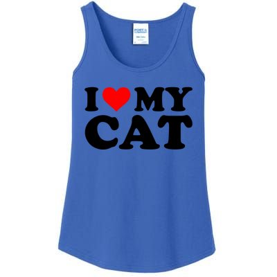 I Love My Cat Funny Red Heart Cat I Heart My Cat Cool Gift Ladies Essential Tank