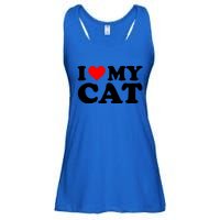 I Love My Cat Funny Red Heart Cat I Heart My Cat Cool Gift Ladies Essential Flowy Tank