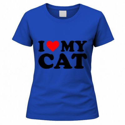 I Love My Cat Funny Red Heart Cat I Heart My Cat Cool Gift Women's T-Shirt