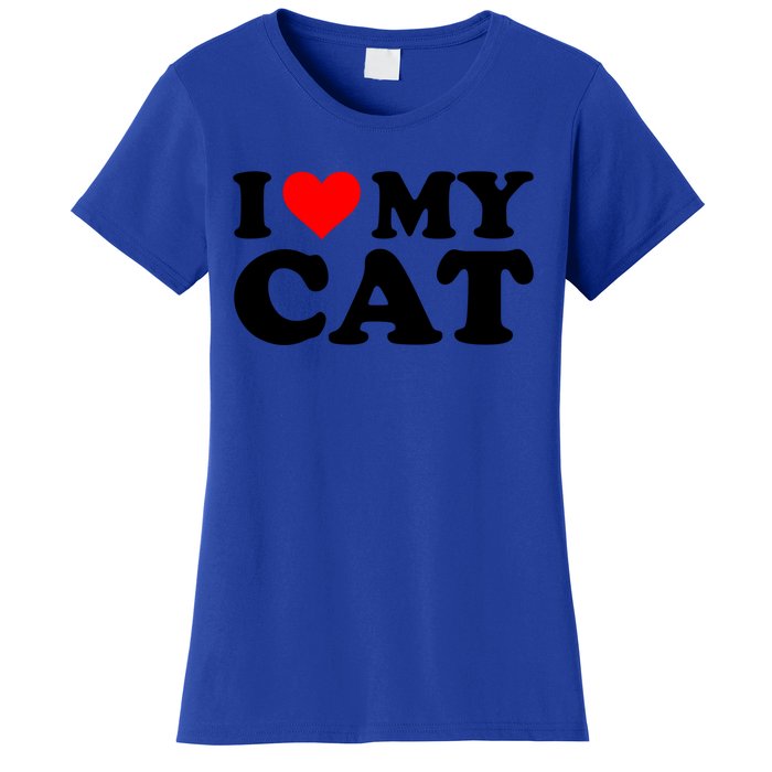 I Love My Cat Funny Red Heart Cat I Heart My Cat Cool Gift Women's T-Shirt