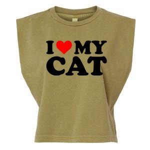 I Love My Cat Funny Red Heart Cat I Heart My Cat Cool Gift Garment-Dyed Women's Muscle Tee