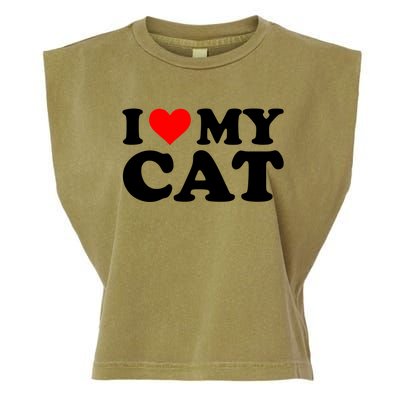 I Love My Cat Funny Red Heart Cat I Heart My Cat Cool Gift Garment-Dyed Women's Muscle Tee