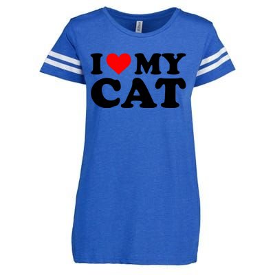 I Love My Cat Funny Red Heart Cat I Heart My Cat Cool Gift Enza Ladies Jersey Football T-Shirt