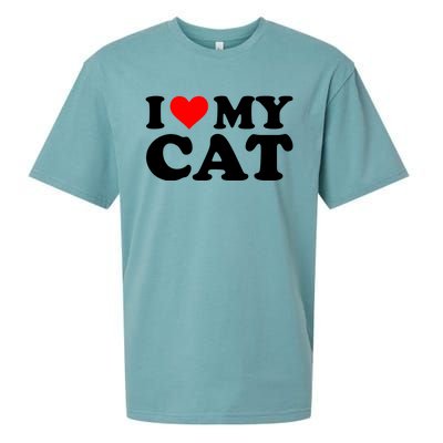 I Love My Cat Funny Red Heart Cat I Heart My Cat Cool Gift Sueded Cloud Jersey T-Shirt