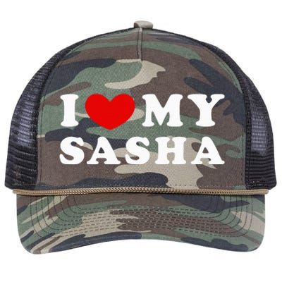 I Love My Sasha I Heart My Sasha funny quotes Retro Rope Trucker Hat Cap