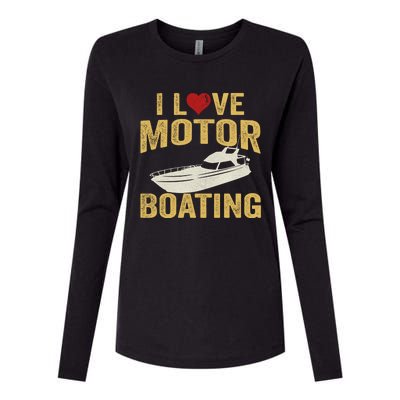 I Love Motor Boating Funny Boater Gift Womens Cotton Relaxed Long Sleeve T-Shirt