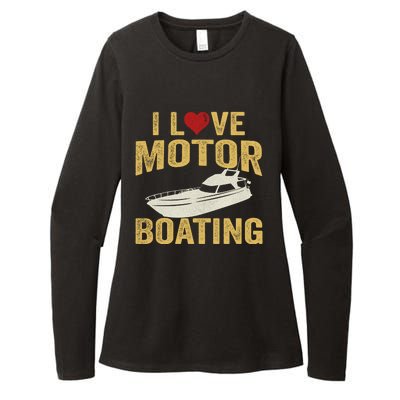 I Love Motor Boating Funny Boater Gift Womens CVC Long Sleeve Shirt