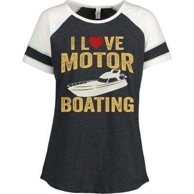 I Love Motor Boating Funny Boater Gift Enza Ladies Jersey Colorblock Tee