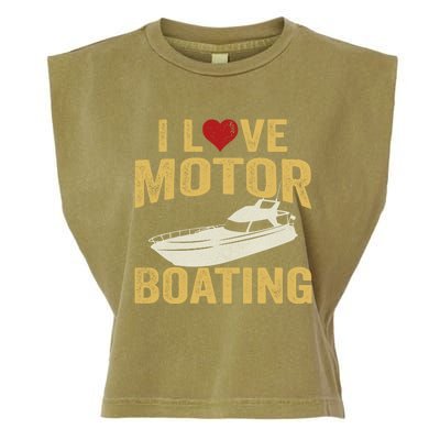 I Love Motor Boating Funny Boater Gift Garment-Dyed Women's Muscle Tee