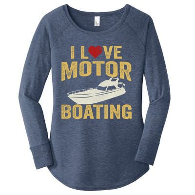 I Love Motor Boating Funny Boater Gift Women's Perfect Tri Tunic Long Sleeve Shirt