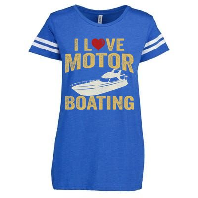 I Love Motor Boating Funny Boater Gift Enza Ladies Jersey Football T-Shirt