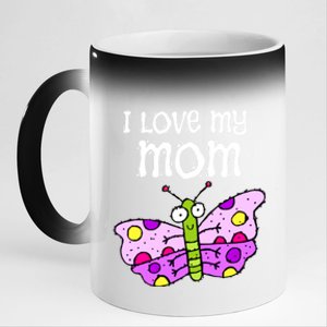 I Love My Mom Butterfly Meaningful Gift 11oz Black Color Changing Mug