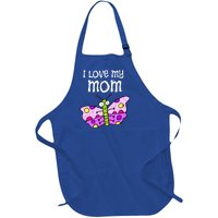 I Love My Mom Butterfly Meaningful Gift Full-Length Apron With Pockets