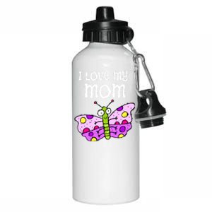 I Love My Mom Butterfly Meaningful Gift Aluminum Water Bottle