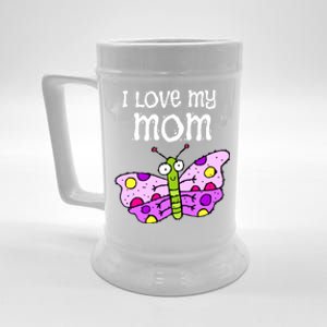 I Love My Mom Butterfly Meaningful Gift Beer Stein