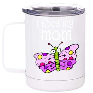 I Love My Mom Butterfly Meaningful Gift 12 oz Stainless Steel Tumbler Cup