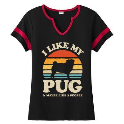 I Love Math And Pugs Funny Pug Dog Lover Gift Ladies Halftime Notch Neck Tee