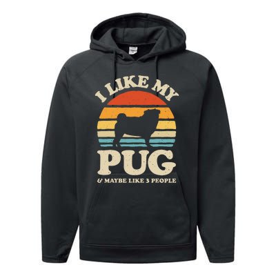 I Love Math And Pugs Funny Pug Dog Lover Gift Performance Fleece Hoodie