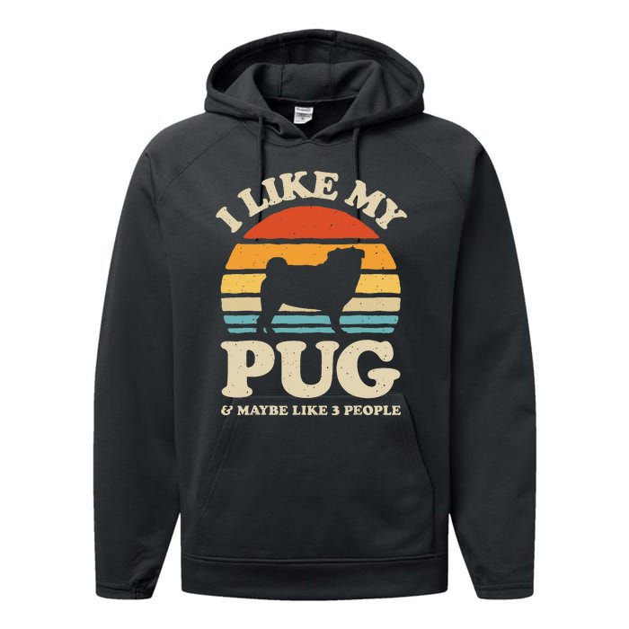 I Love Math And Pugs Funny Pug Dog Lover Gift Performance Fleece Hoodie