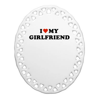 I Love My Gf Ceramic Oval Ornament