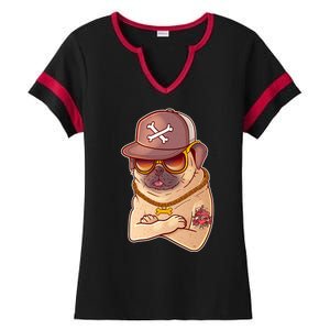 I Love Mom Tattoo Pug Dog Ladies Halftime Notch Neck Tee