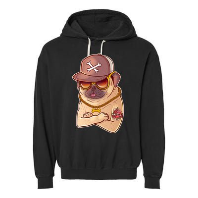 I Love Mom Tattoo Pug Dog Garment-Dyed Fleece Hoodie