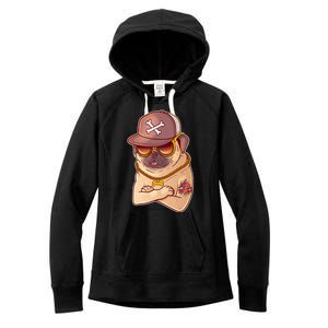 I Love Mom Tattoo Pug Dog Women's Fleece Hoodie