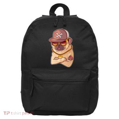 I Love Mom Tattoo Pug Dog 16 in Basic Backpack