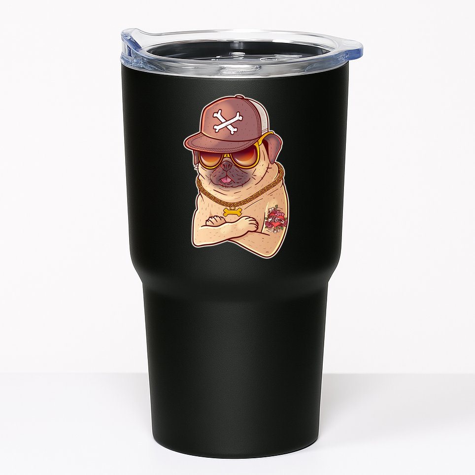 I Love Mom Tattoo Pug Dog Tumbler