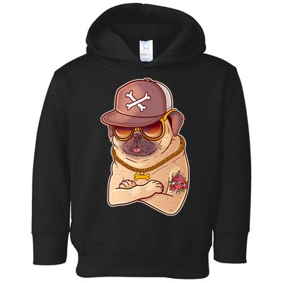 I Love Mom Tattoo Pug Dog Toddler Hoodie