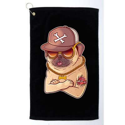 I Love Mom Tattoo Pug Dog Golf Towel