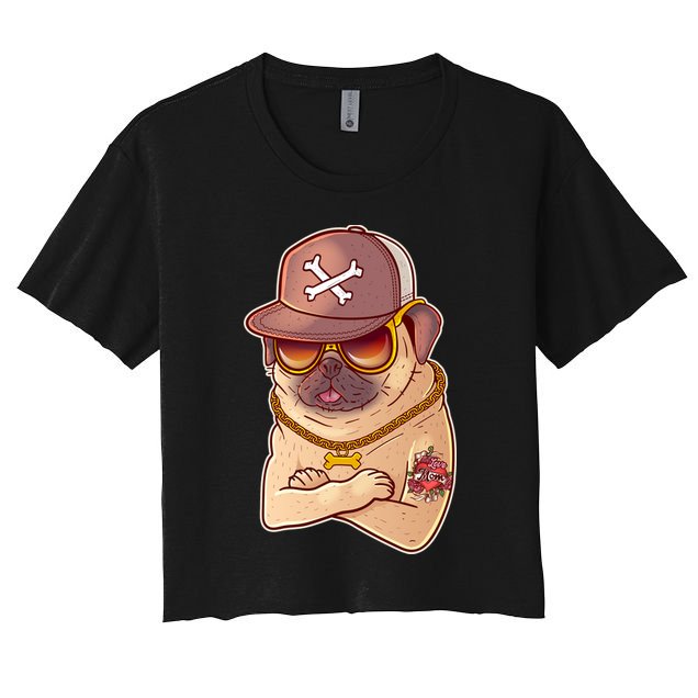 I Love Mom Tattoo Pug Dog Crop Top