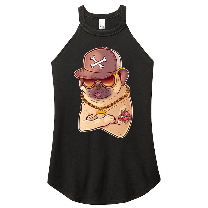 I Love Mom Tattoo Pug Dog Women's Perfect Tri Rocker Tank