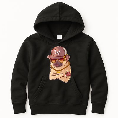 I Love Mom Tattoo Pug Dog Kids Hoodie