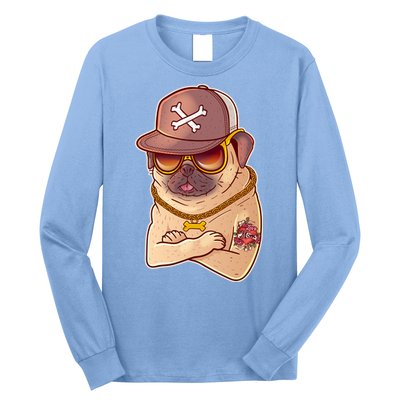I Love Mom Tattoo Pug Dog Long Sleeve Shirt
