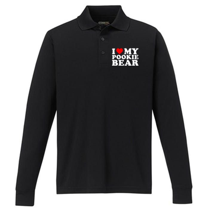 I Love My Pookie Bear ValentineS Day Performance Long Sleeve Polo