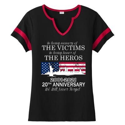 In Loving Memory Of The Victims Heroes 9/11 20th Anniversary Ladies Halftime Notch Neck Tee