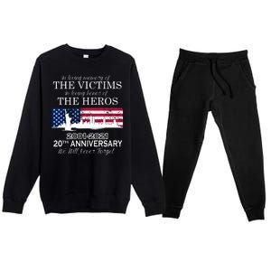 In Loving Memory Of The Victims Heroes 9/11 20th Anniversary Premium Crewneck Sweatsuit Set