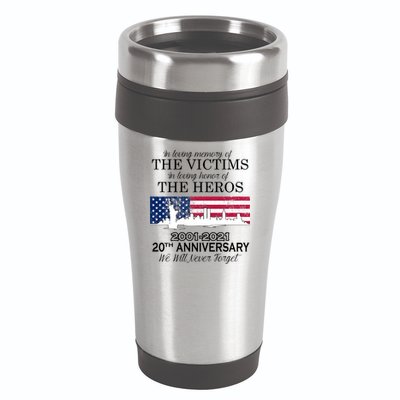 In Loving Memory Of The Victims Heroes 9/11 20th Anniversary 16oz Travel Tumbler