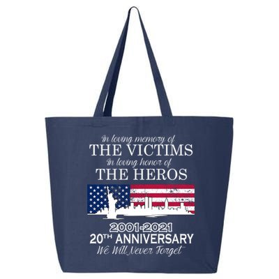 In Loving Memory Of The Victims Heroes 9/11 20th Anniversary 25L Jumbo Tote
