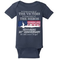 In Loving Memory Of The Victims Heroes 9/11 20th Anniversary Baby Bodysuit