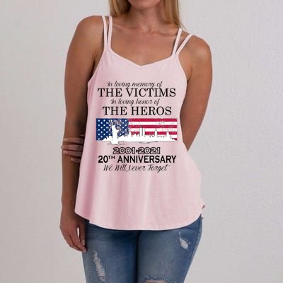 In Loving Memory Of The Victims Heroes 9/11 20th Anniversary Women's Strappy Tank