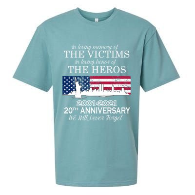 In Loving Memory Of The Victims Heroes 9/11 20th Anniversary Sueded Cloud Jersey T-Shirt