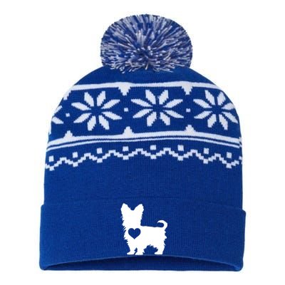 I Love My Yorkie Yorkshire Terrier Gift With Love Heart USA-Made Snowflake Beanie