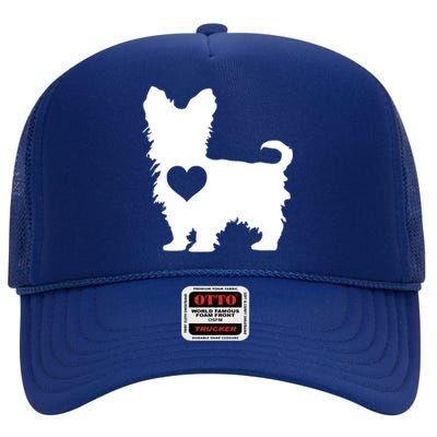 I Love My Yorkie Yorkshire Terrier Gift With Love Heart High Crown Mesh Back Trucker Hat