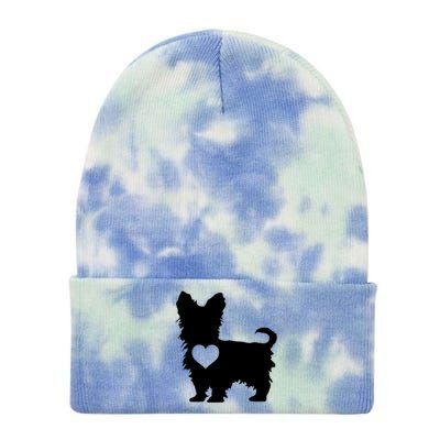 I Love My Yorkie Yorkshire Terrier Gift With Love Heart Tie Dye 12in Knit Beanie