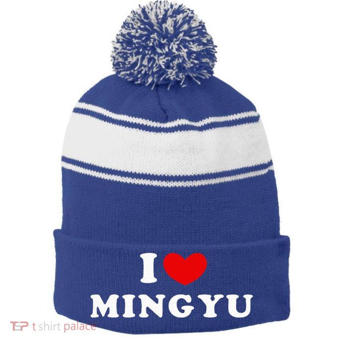I Love Mingyu I Heart Mingyu Stripe Pom Pom Beanie