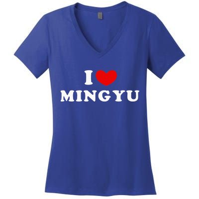 I Love Mingyu I Heart Mingyu Women's V-Neck T-Shirt