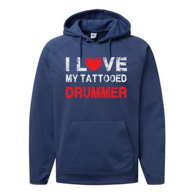 I Love My Tattooed Drummer Musician Dating Spouse Funny Gift Performance Fleece Hoodie