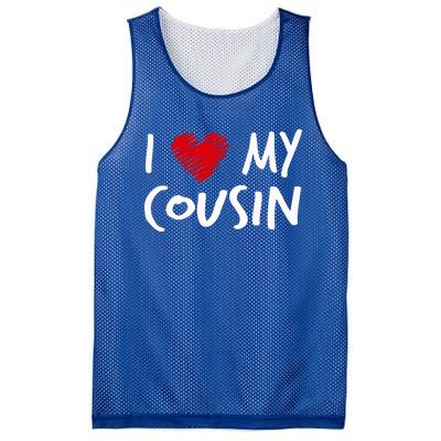 I Love My Cousin Valentines Outfit Matching Family Gift Mesh Reversible Basketball Jersey Tank